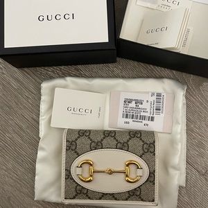 GUCCI Horsebit 1955 leather-trimmed printed coated-canvas wallet